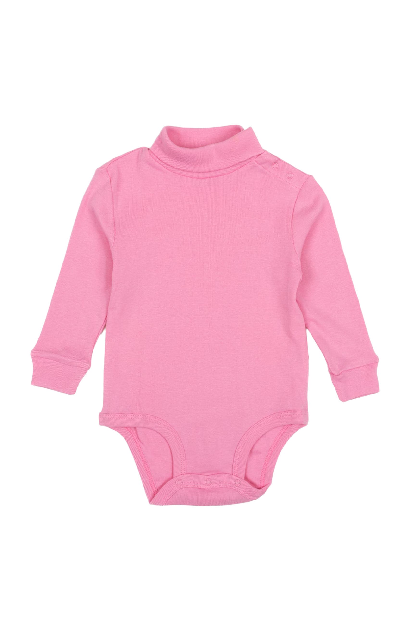 Leveret Kids'  Baby Turtleneck Bodysuit, Cotton Long Sleeve In Pink