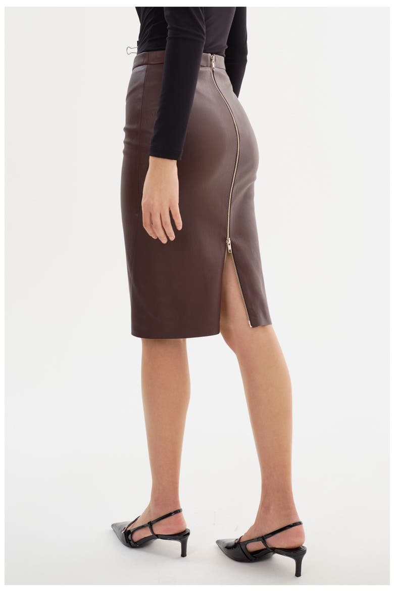 Avana | Leather Pencil Skirt, Alternate, color, Mahogany