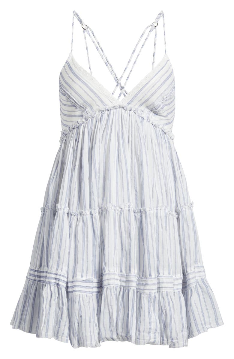 BDG Urban Outfitters Aria Stripe Babydoll Minidress, Alternate, color, Blue Stripe