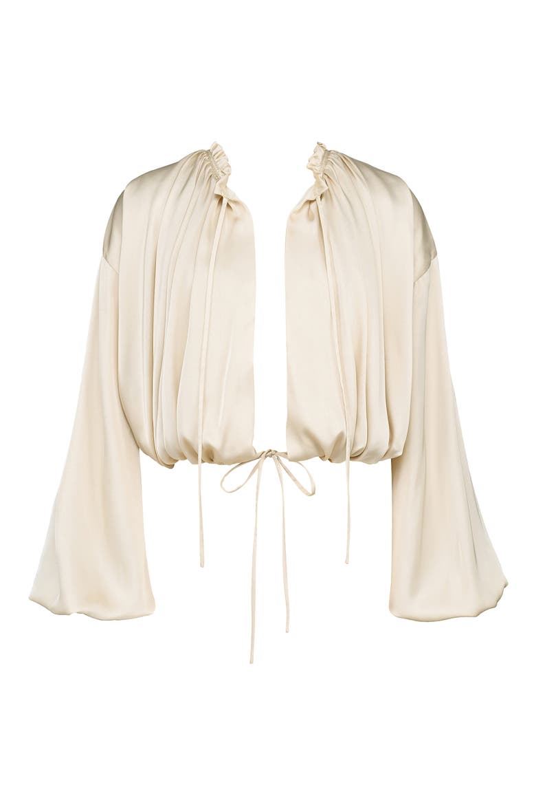 Talia Open Front Matte Satin Top, Alternate, color, ECRU
