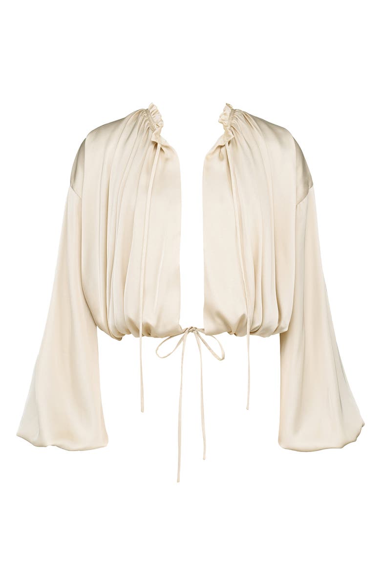 HOUSE OF CB Talia Open Front Matte Satin Top, Alternate, color, Ecru