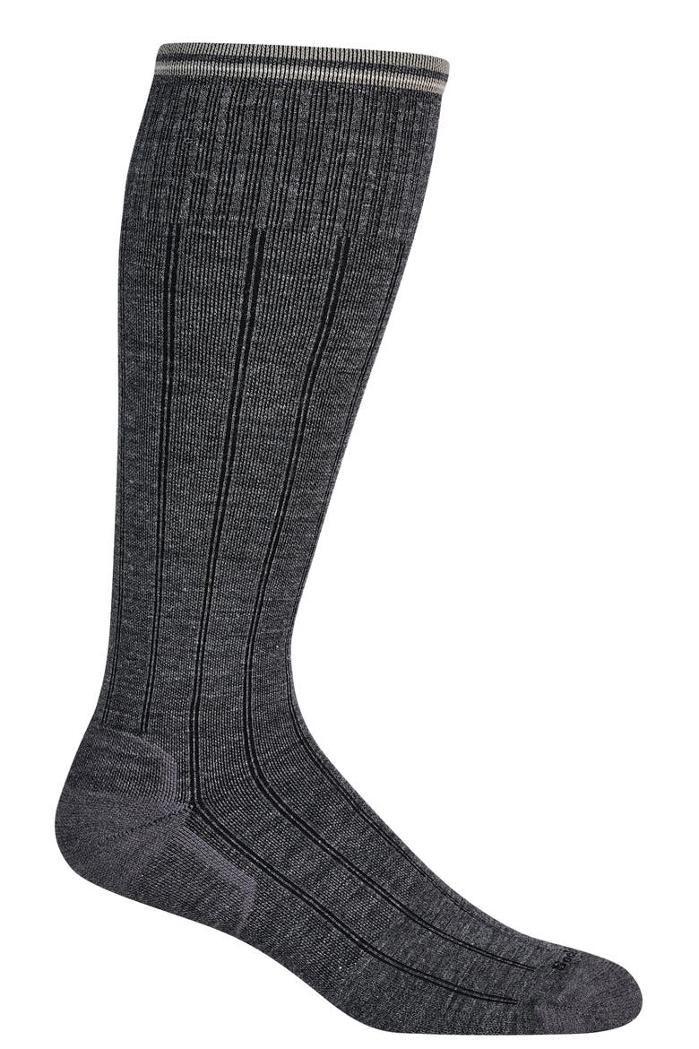 High Rise Rib Wide Calf Compression Socks, Main, color, CHARCOAL