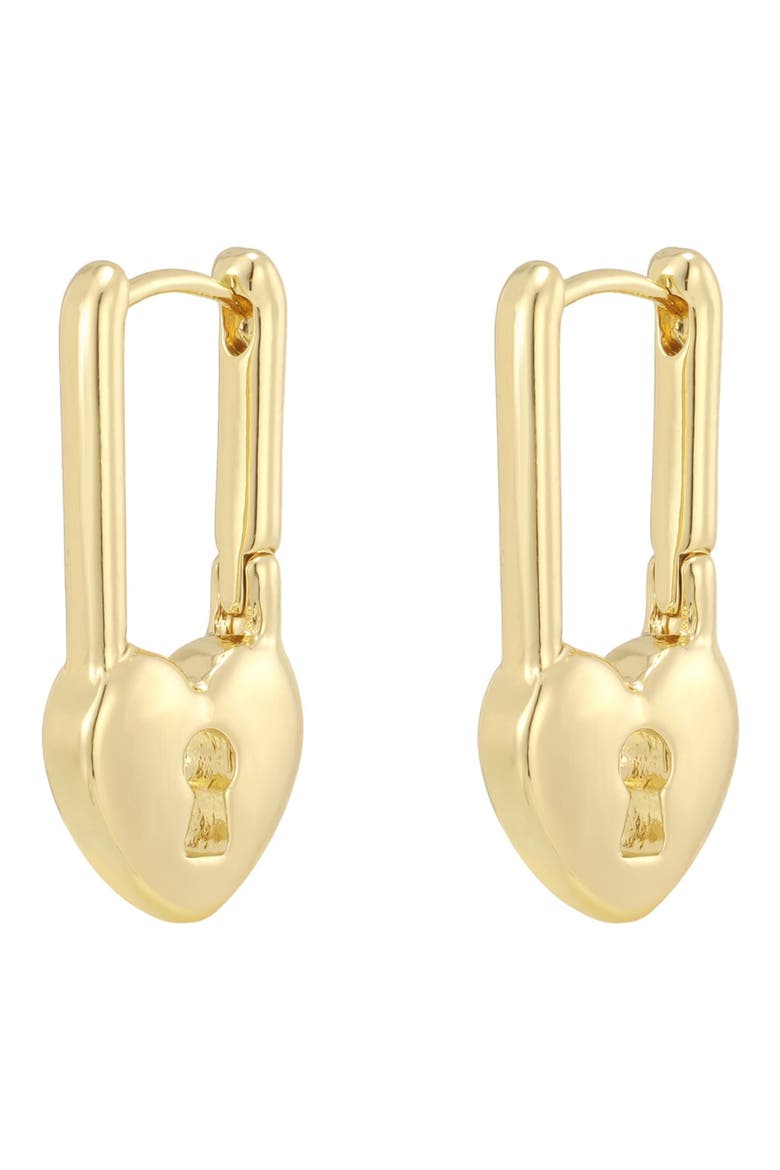 Heart Padlock Drop Earrings, Alternate, color, GOLD