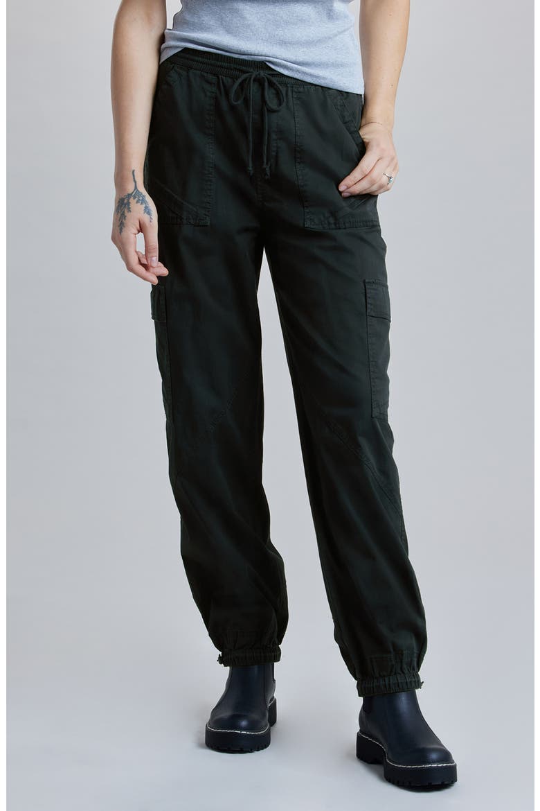 Kammi Stretch Cotton Twill Cargo Pants, Main, color, BLACK
