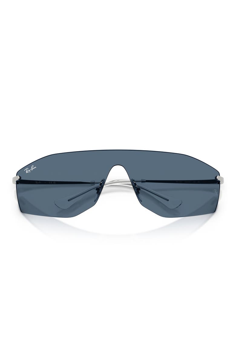 141mm Irregular Shield Sunglasses, Alternate, color, SILVER / DARK BLUE