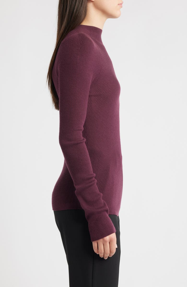 BOSS Foliora Virgin Wool Rib Funnel Neck Sweater, Alternate, color, Soft Vermillion