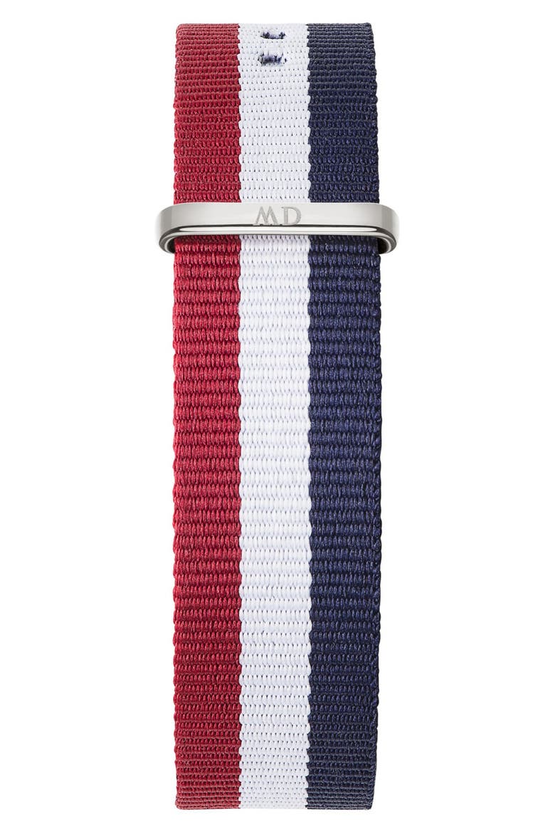 'Classic Cambridge' NATO Strap Watch, 40mm, Alternate, color, RED/ WHITE/ BLUE/ SILVER