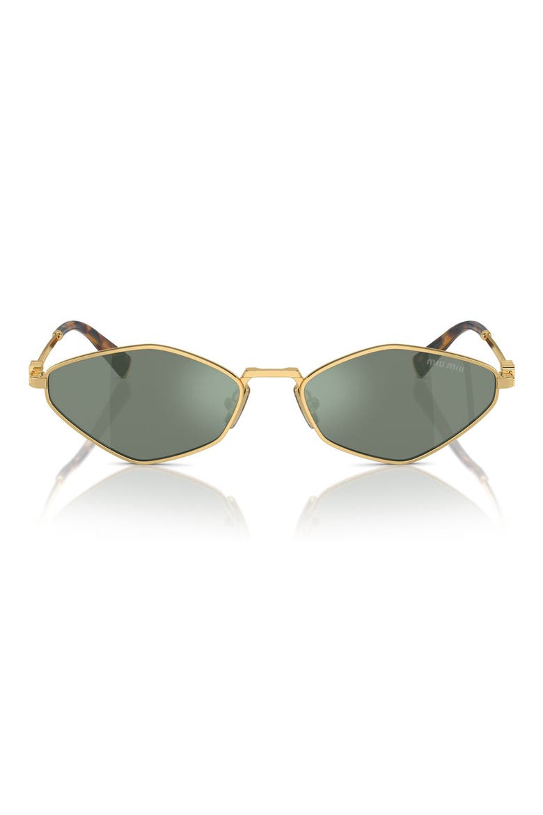 56mm Irregular Sunglasses, Main, color, GOLD / GREEN MIRROR / SILVER