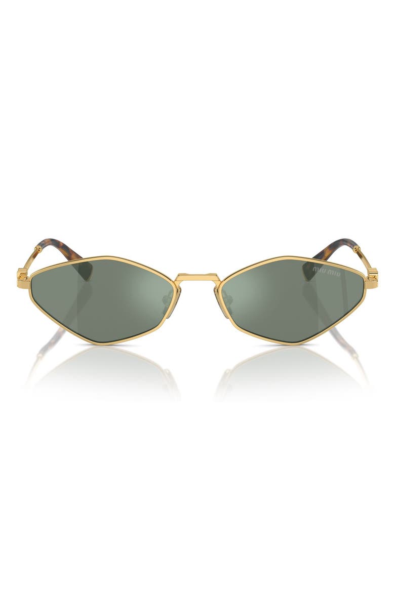 Miu Miu 56mm Irregular Sunglasses, Main, color, Gold / Green Mirror / Silver