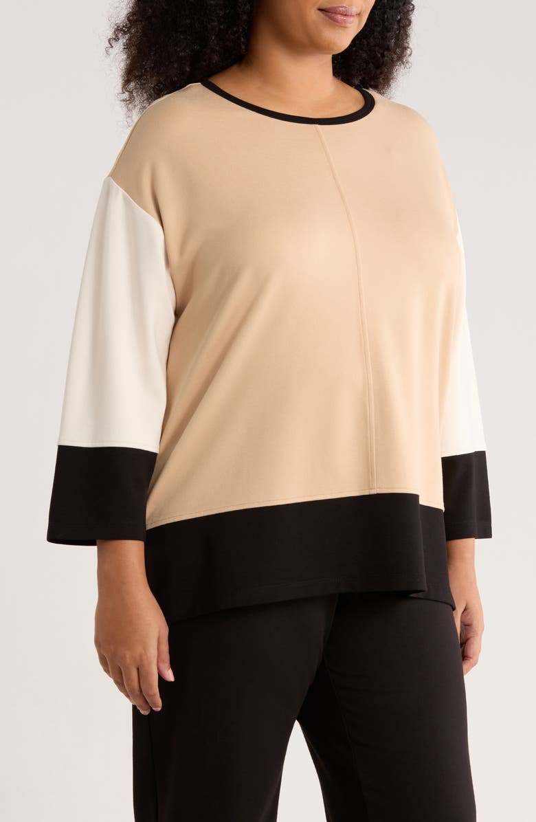 Jones New York Color Block Knit Top, Alternate, color, Caf Au Lait Multi