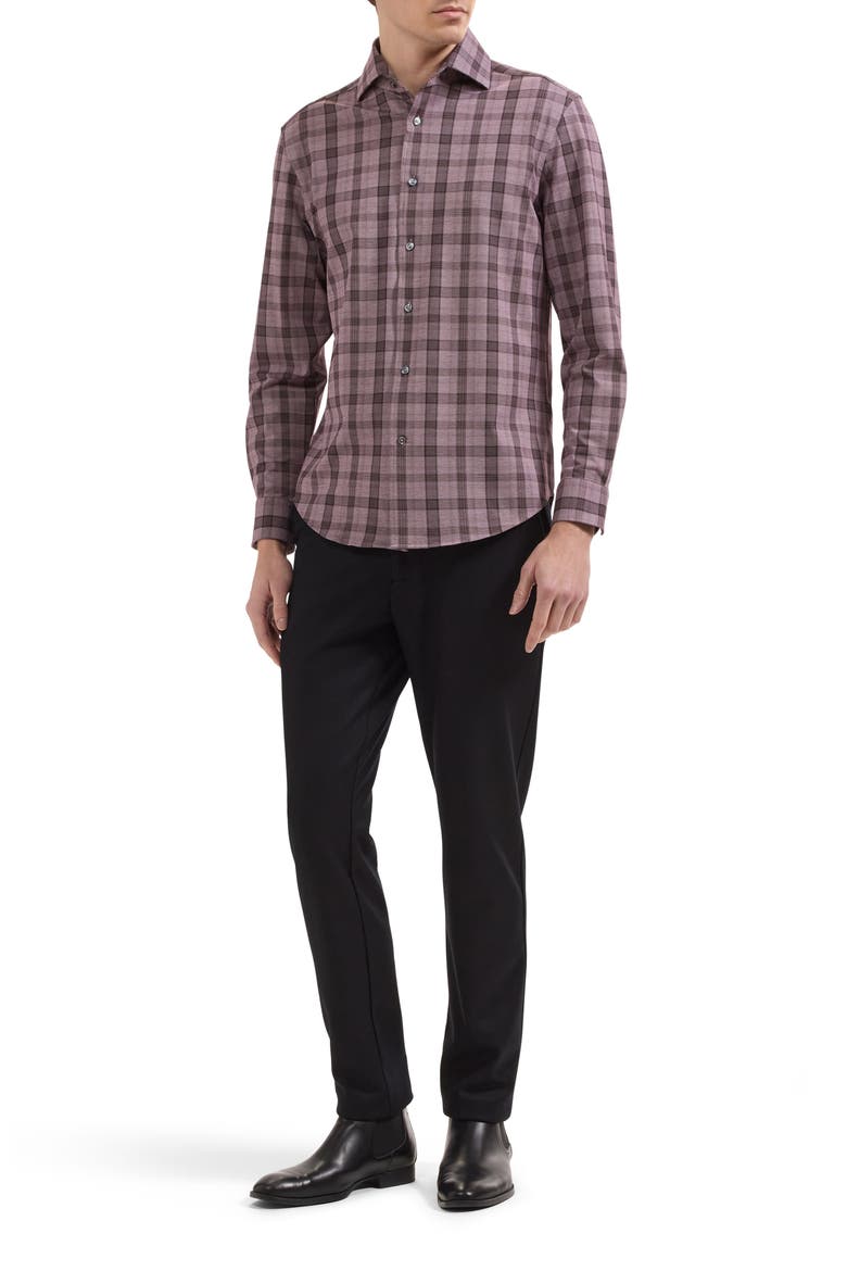 Devon OoohCotton® Plaid Button-Up Shirt, Alternate, color, BURGUNDY