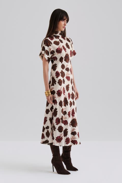 Alivia Short Sleeve Satin Midi Dress