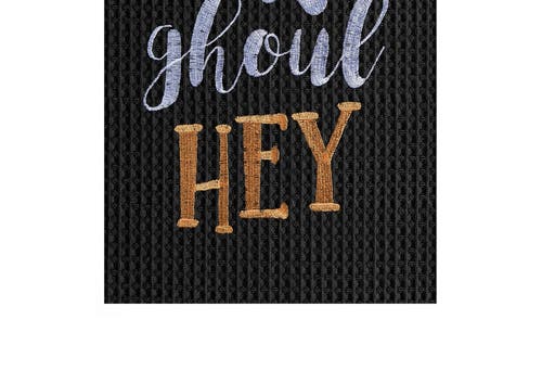 C & F Home C&f Home Hey Ghoul Hey Ghost Halloween Embroidered Cotton Waffle Weave Kitchen Towel In Black