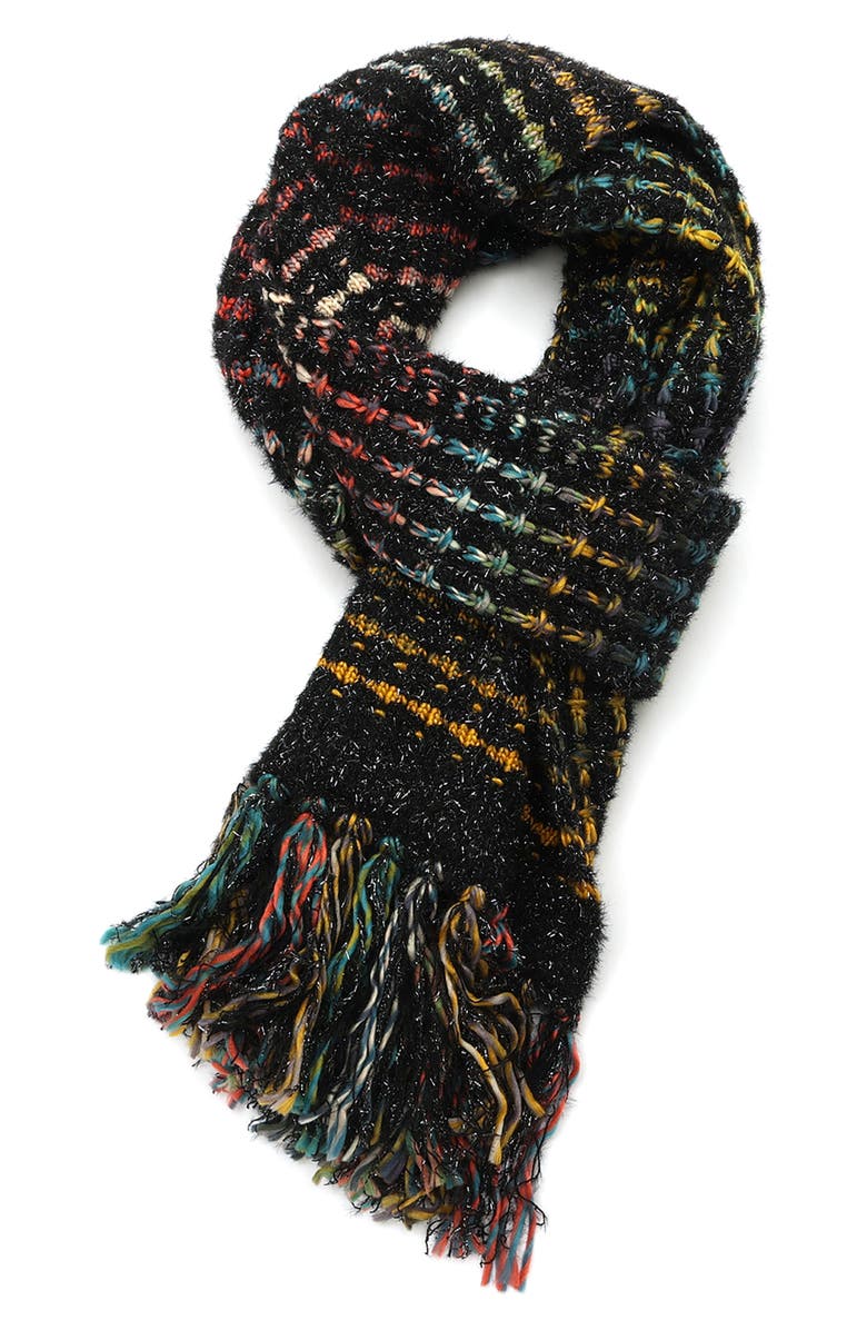 Kurt Geiger London Metallic Eyelash Rainbow Scarf, Alternate, color, Classic Rainbow