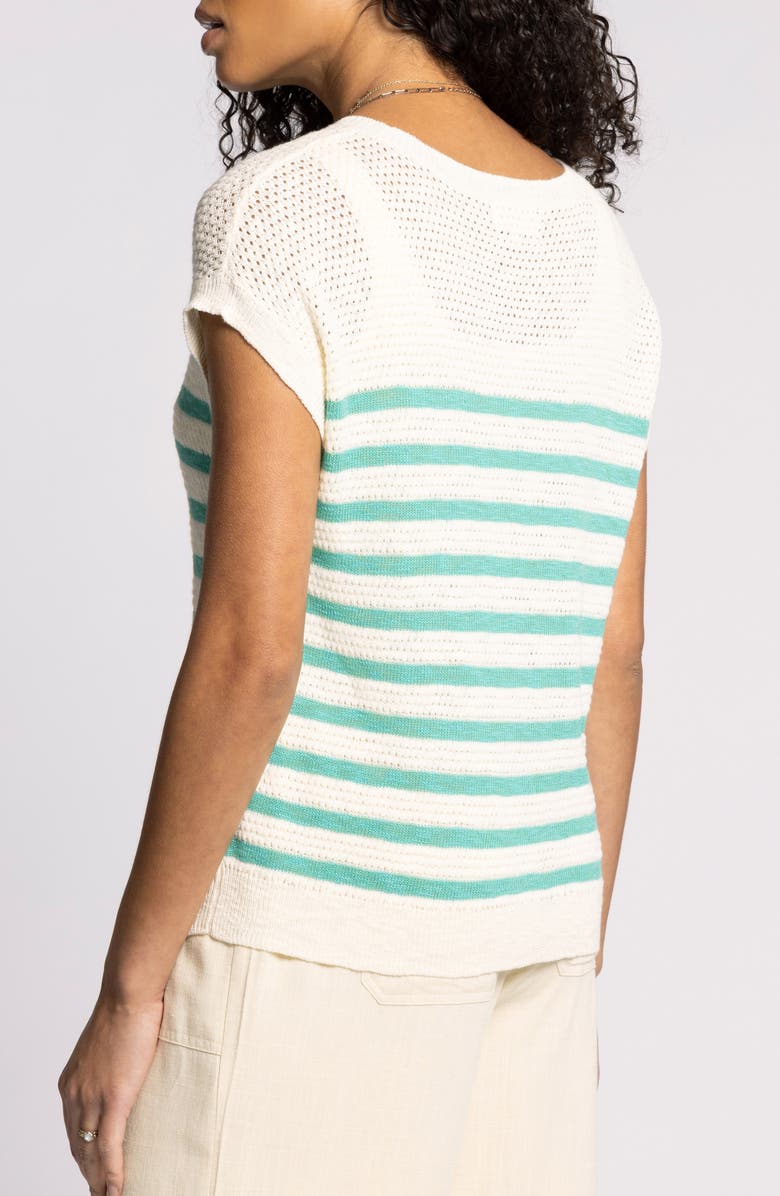 Thread & Supply Elfie Stripe Short Sleeve Cotton Blend Sweater, Alternate, color,