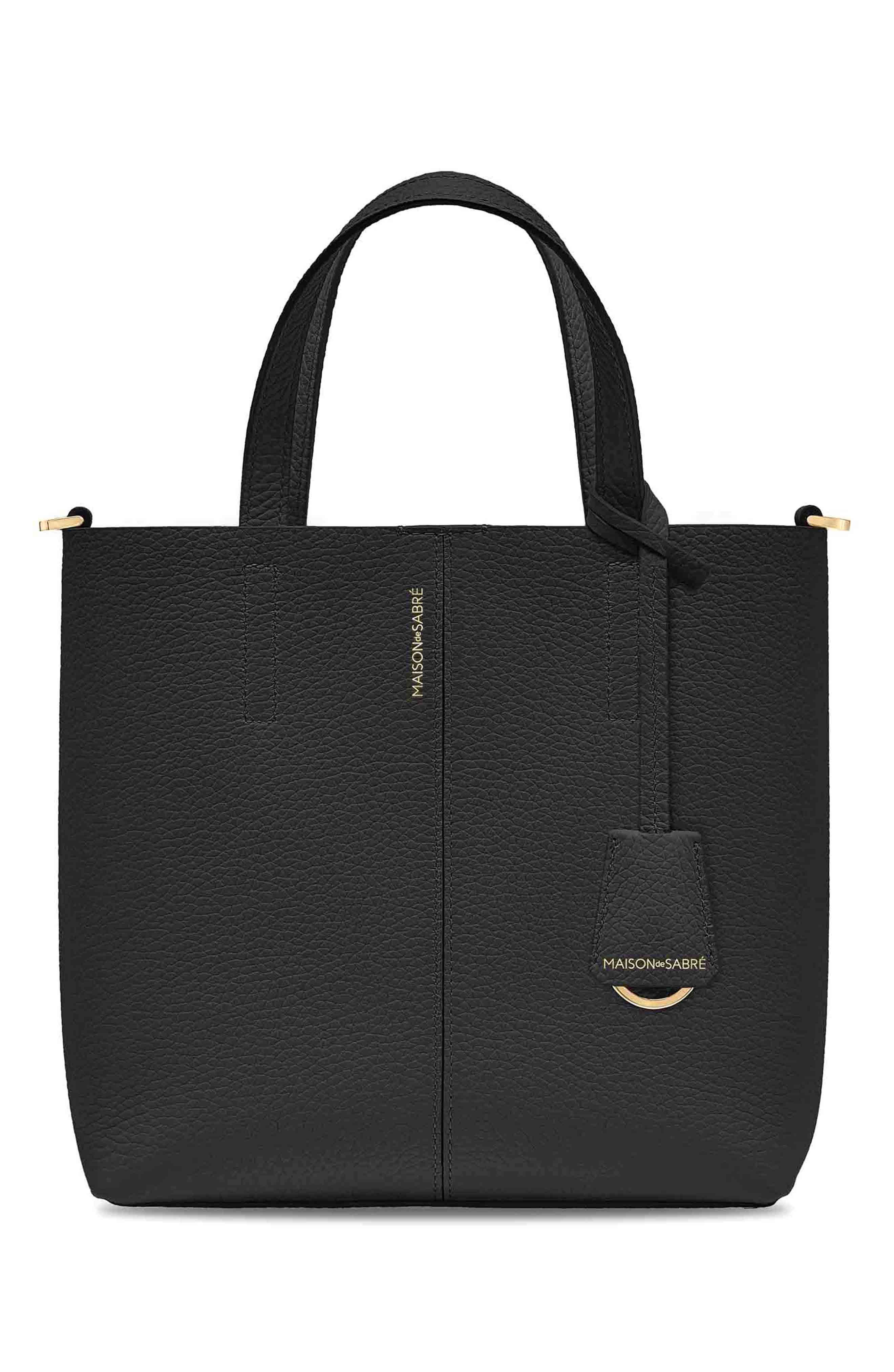 MAISON de SABRÉ Small Leather Soft Tote, Main, color, Rouge Noir