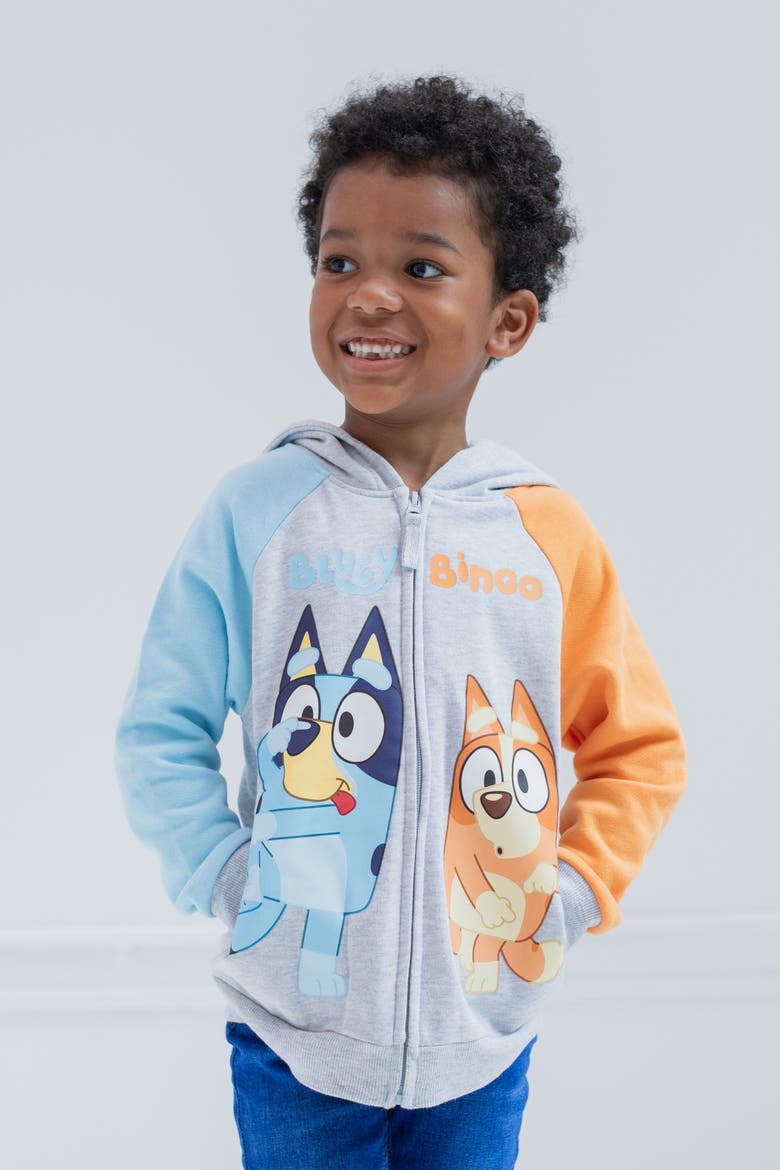 Fleece Zip-Up Hoodie, Alternate, color, Bluey Bingo Grey