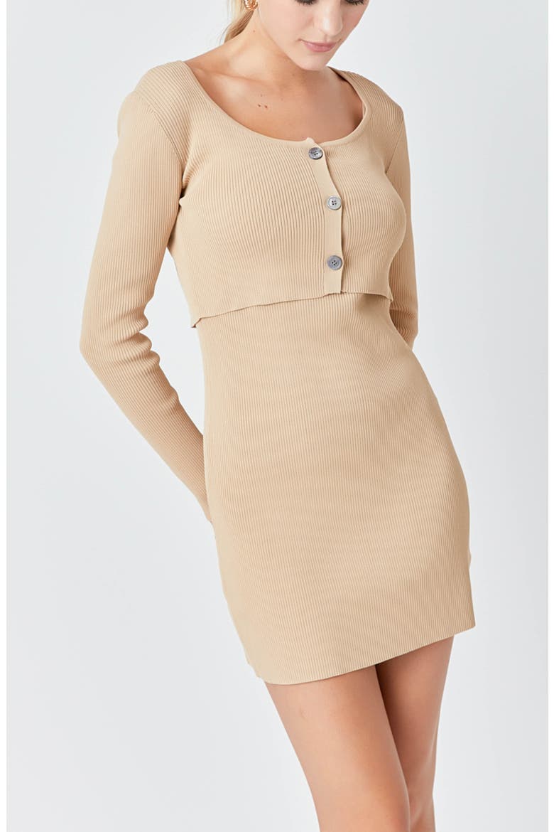 Ribbed Cropped Cardigan, Alternate, color, CAMEL