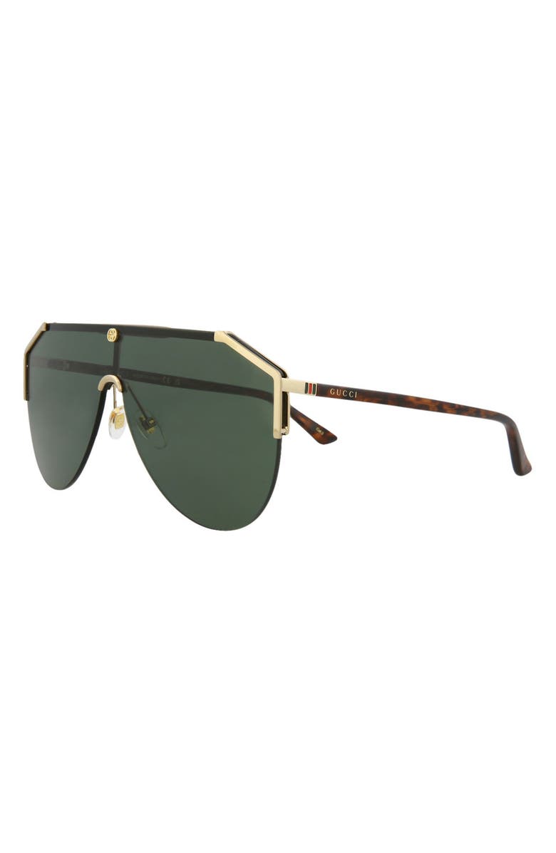 Gucci 99mm Shield Sunglasses, Alternate, color, Gold Havana Green