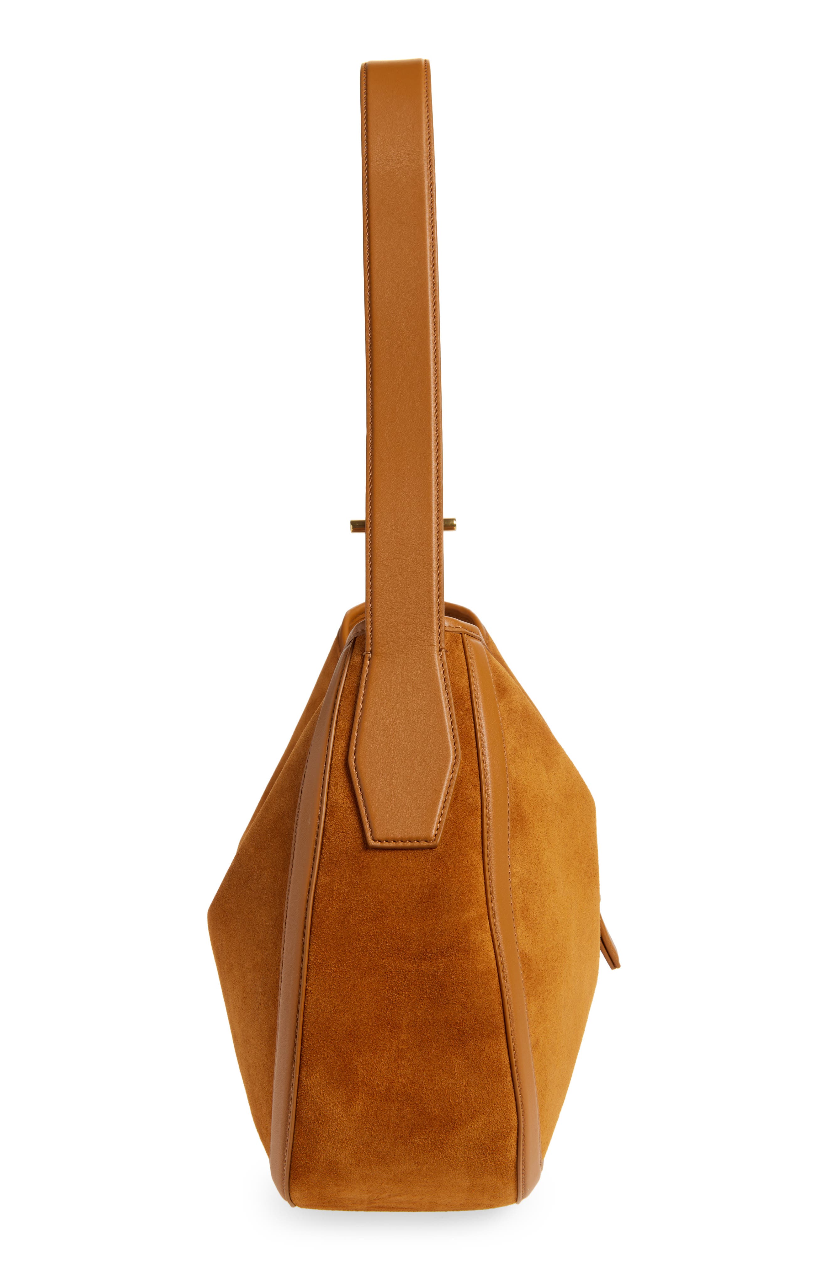 McQueen T-Bar Suede Shoulder Bag, Alternate, color, 
