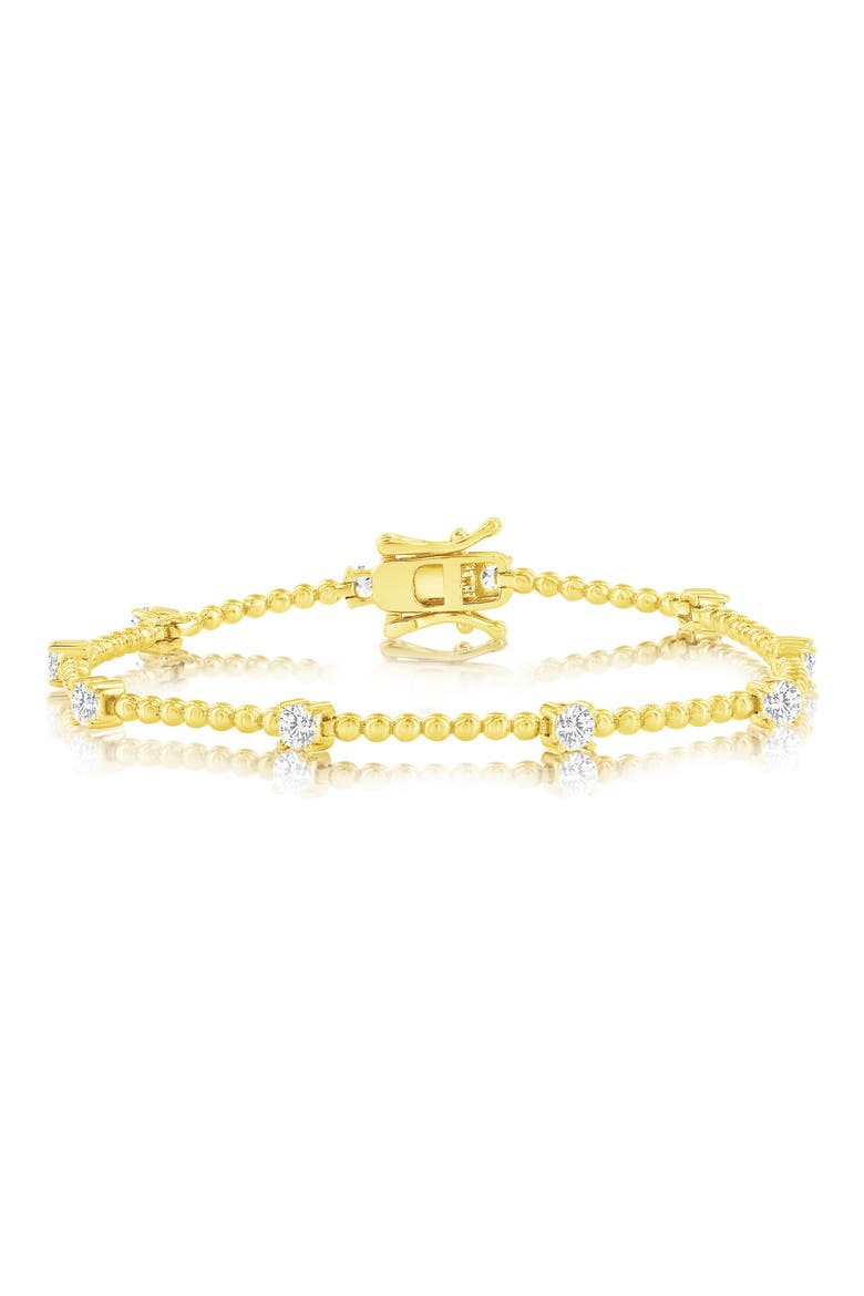 Round Cubic Zirconia Beaded Bracelet, Main, color, GOLD