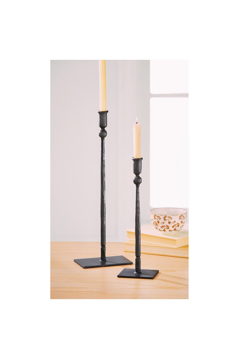 Tribeca Short Black Iron Taper Candle Holder Elegant Design, Alternate, color, Black