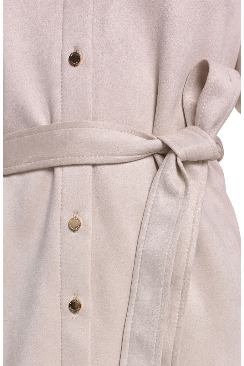 Short Sleeve Suede Midi Shirt Dress, Alternate, color, Beige