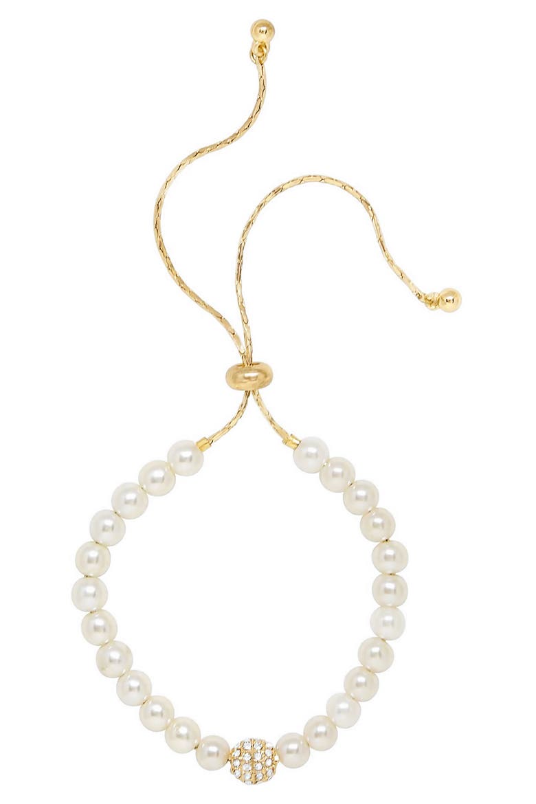 Pearl Beaded Slider Bracelet, Main, color, GOLD