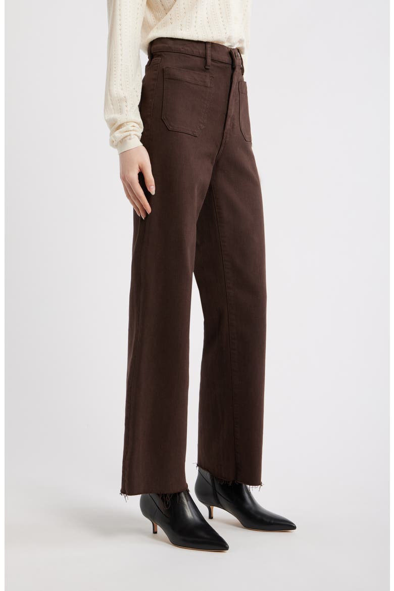 The Anchor High Waist Raw Hem Wide Leg Jeans, Alternate, color, CHOCOLATE BROWN