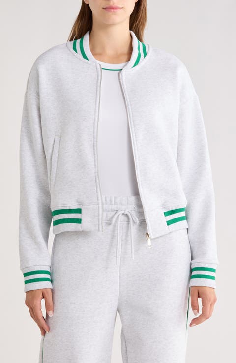 Silicone Varsity Stripe Fleece Zip Jacket