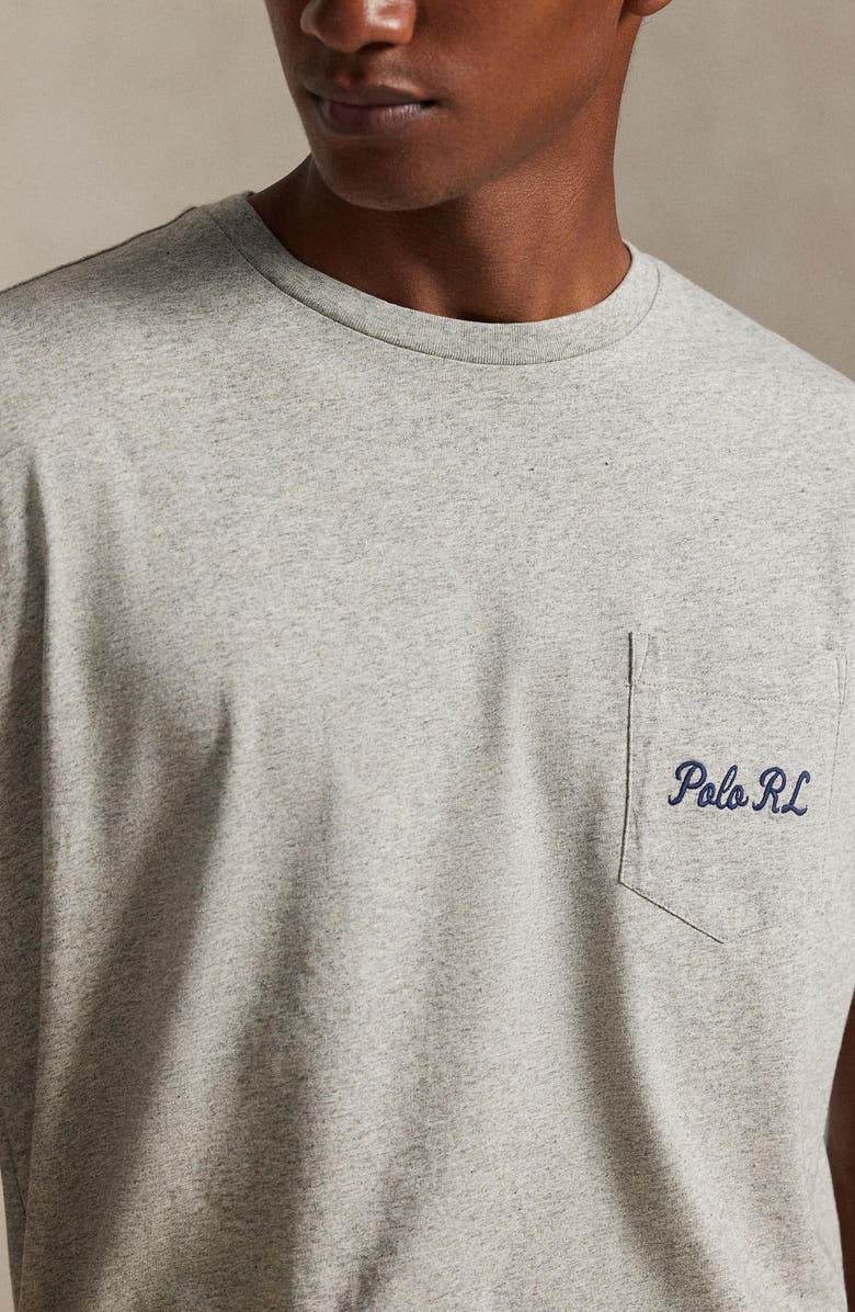 Polo Ralph Lauren Classic Fit Polo Bear Pocket Graphic T-Shirt, Alternate, color, Loft Heather/ Heritage Bear