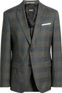 BOSS Hutson Slim Fit Grey Plaid Wool Sport Coat