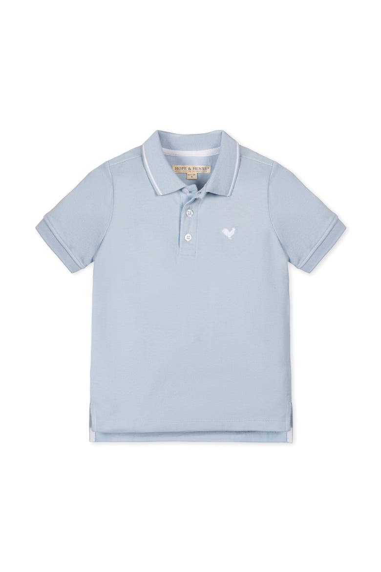 Kids' Organic Short Sleeve Knit Pique Polo Shirt, Main, color, Pale Blue