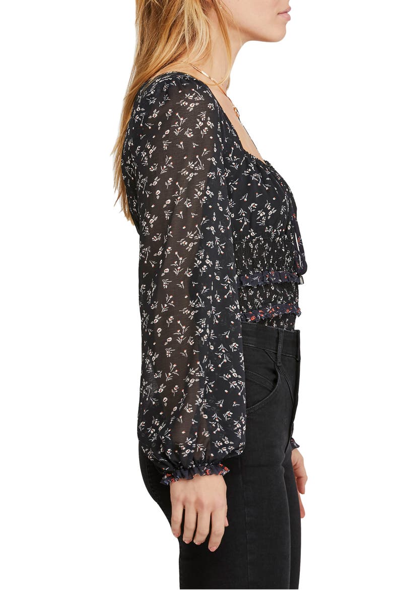 Lolita Floral Print Top, Alternate, color, BLACK