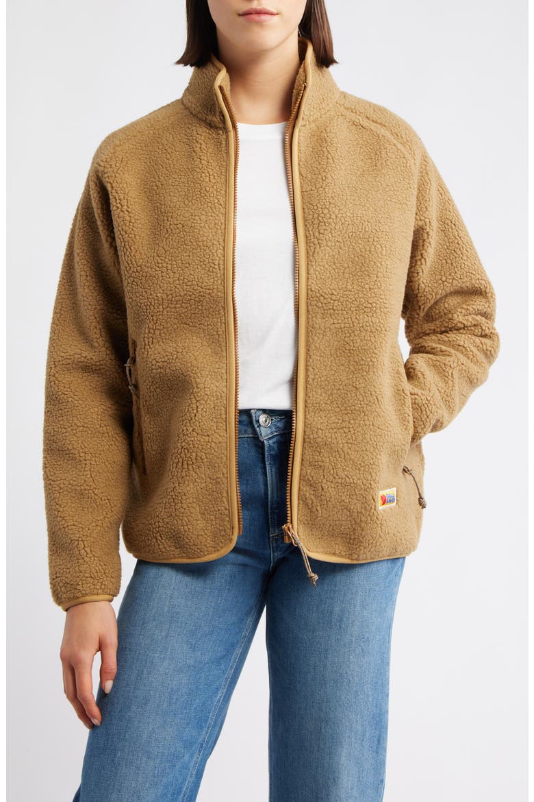 Women's Vardag Pile Fleece Zip Jacket, Main, color, BUCKWHEAT BROWN