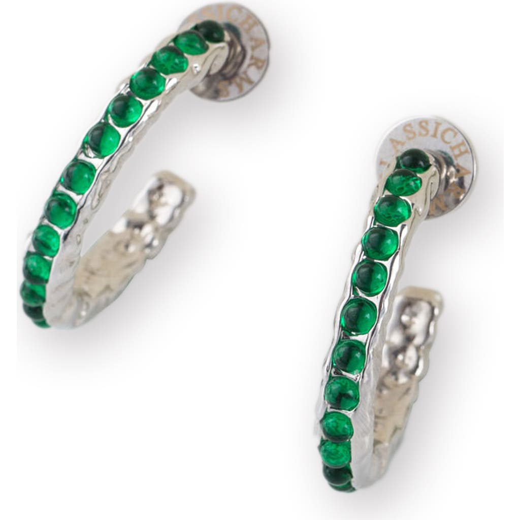 Classicharms Serena Molten Gemstone Hoop Earrings In Green