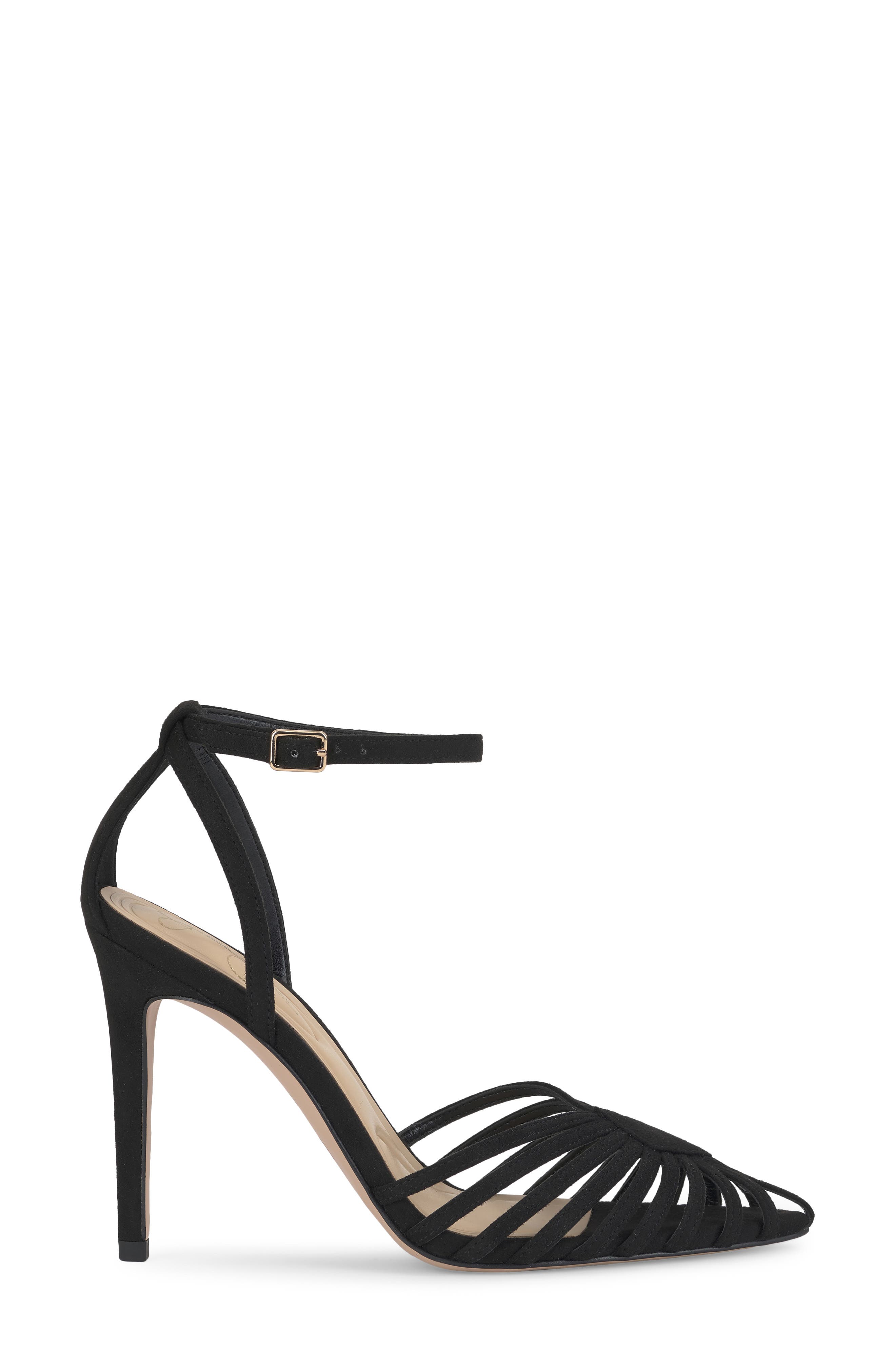 Paveri Ankle Strap Pointed Toe Pump, Alternate, color, BLACK 09