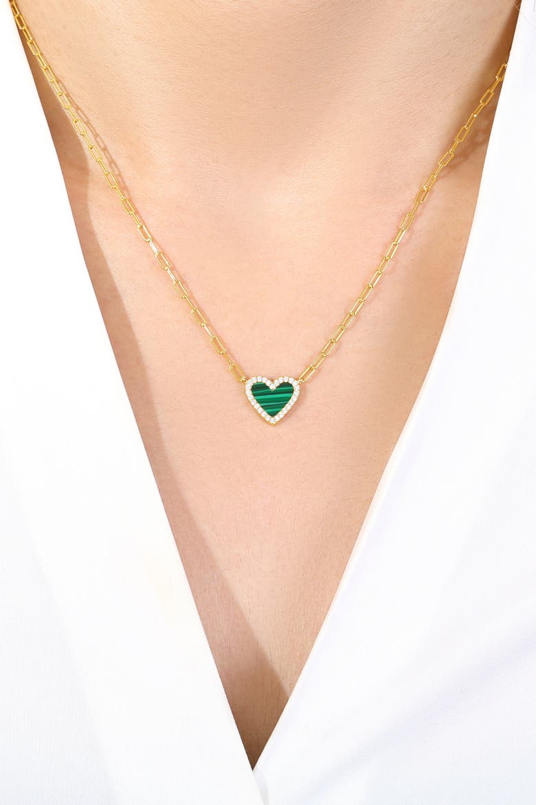 Dainty Heart Paperclip Necklace, Alternate, color, Turquoise