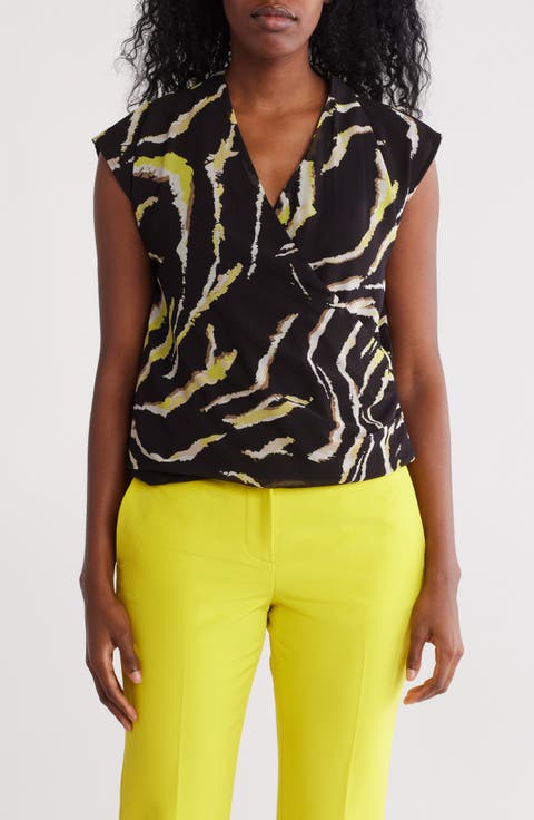 Sleeveless Faux Wrap Top