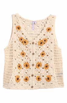 Good Luck Girl Kids' Embroidered Cotton Blend Tank Top