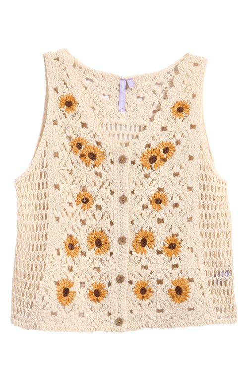 Good Luck Girl Kids' Embroidered Cotton Blend Tank Top In Taupe