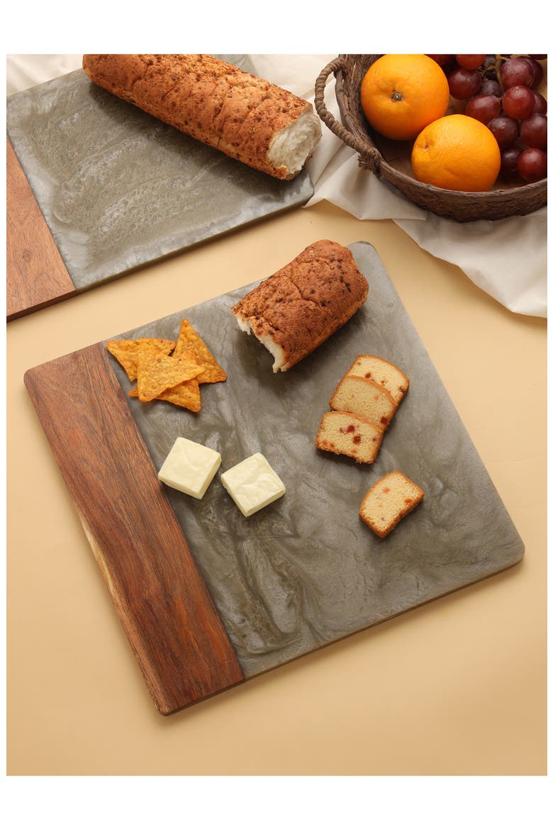 Wood & Resin Cheese Board, Alternate, color, BROWN