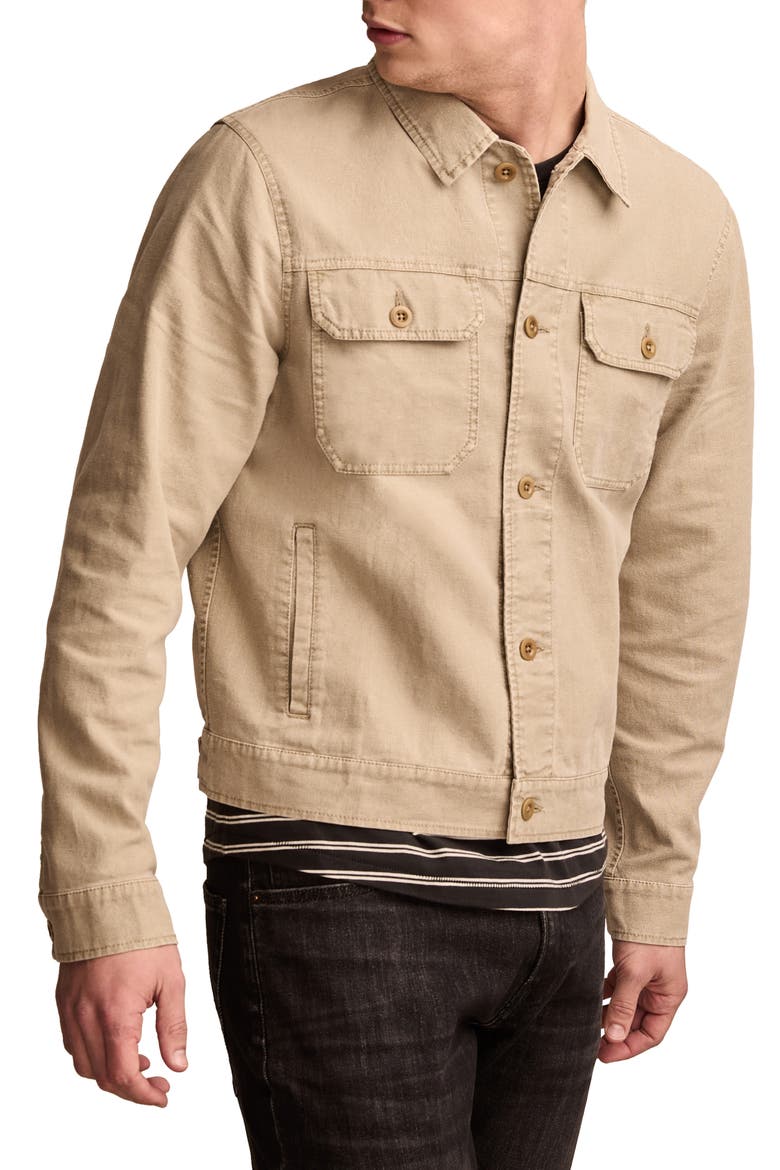 Linen & Cotton Trucker Jacket, Main, color, PELICAN