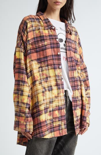 R13 Bleached Plaid Oversize Cotton Flannel Workshirt | Nordstrom R13 Bleached Plaid Oversize Cotton Flannel Workshirt | Nordstrom