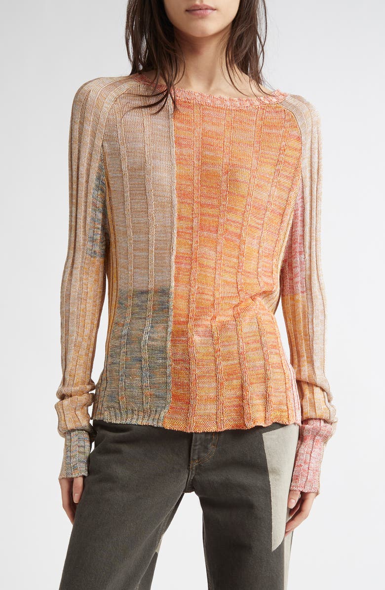 Eckhaus Latta Symphony Colorblock Linen Blend Sweater, Main, color,