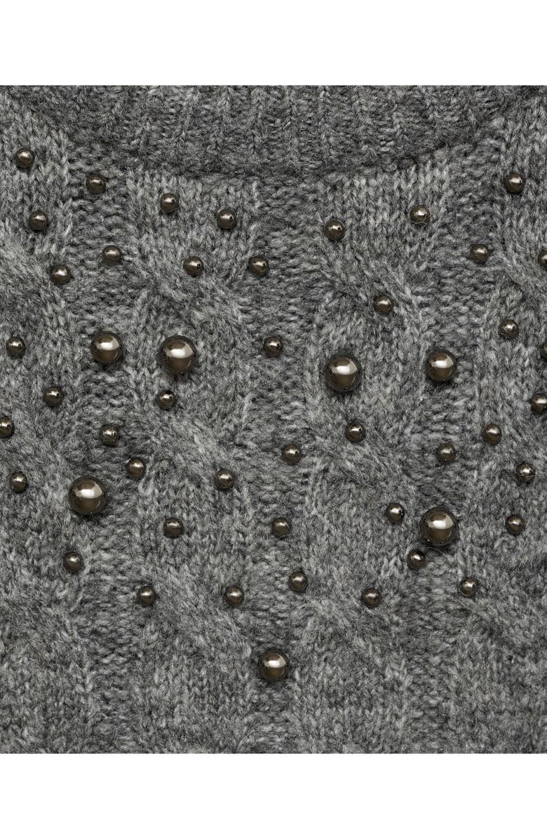 MANGO Studded Cable Knit Sweater, Alternate, color, 