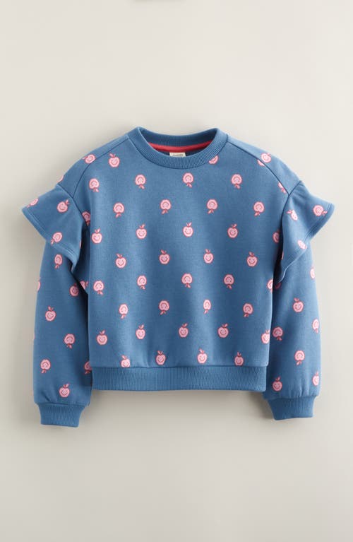 Tucker + Tate Kids' Ruffle Crewneck Sweatshirt in Blue Coronet Apple Toss 