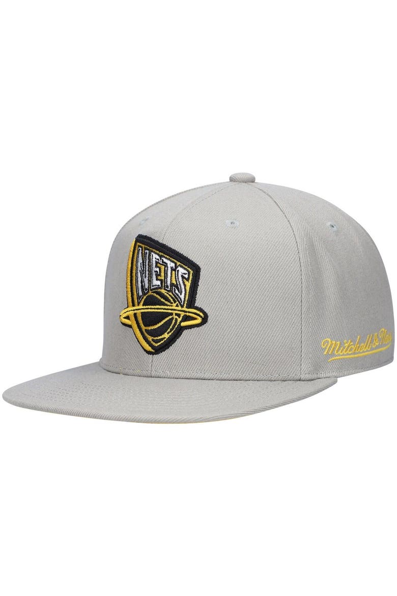 Men's Mitchell & Ness Gray New Jersey Nets Hardwood Classics 35th Anniversary Sunny Gray Fitted Hat, Alternate, color, Gray