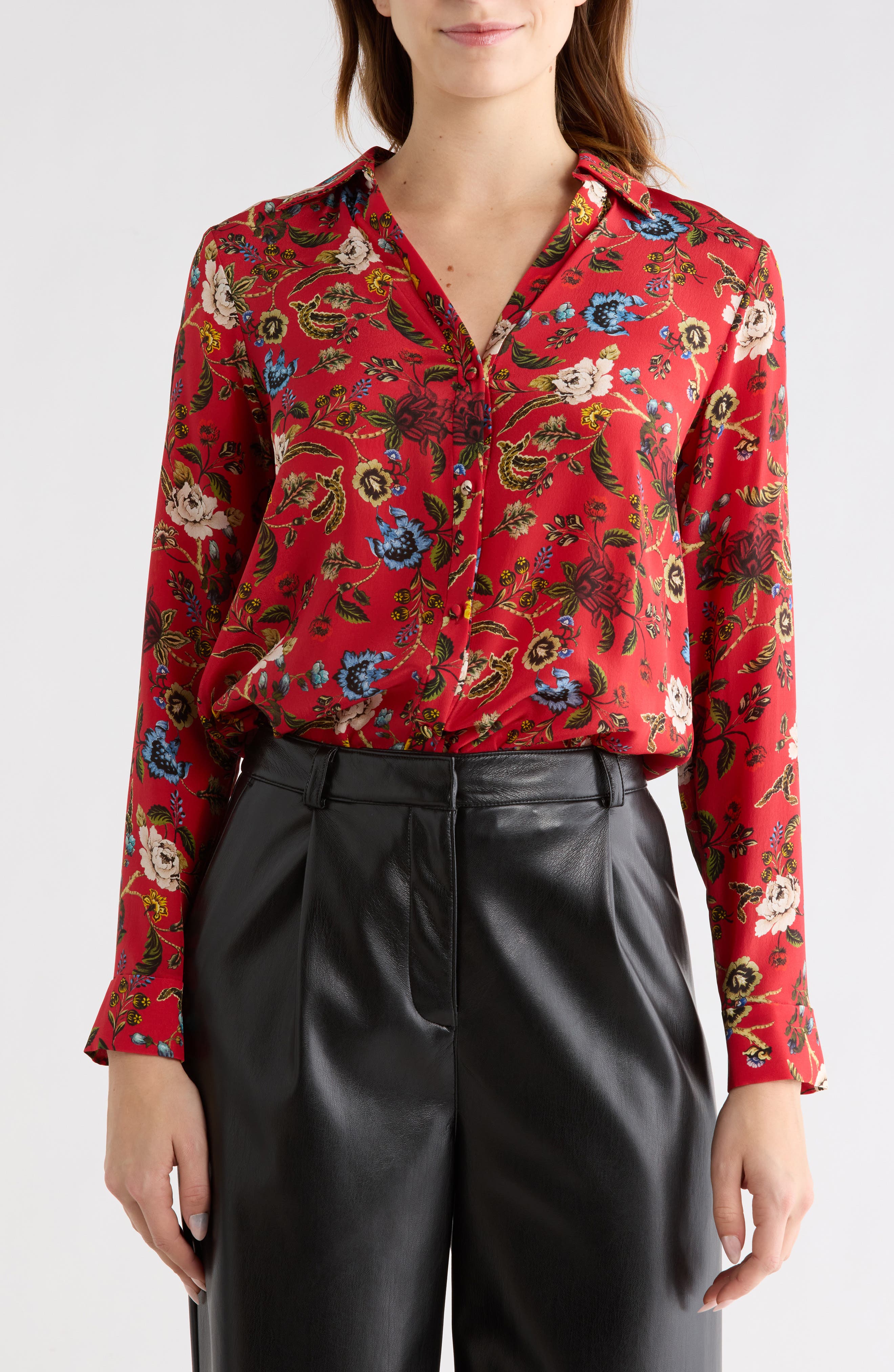 Alice + Olivia Eloise Floral Button-Up Shirt