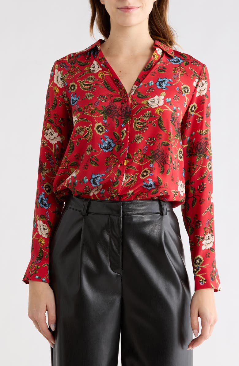 Alice + Olivia Eloise Floral Button-Up Shirt, Main, color, Tapestry Trails Sm Perfect Rub